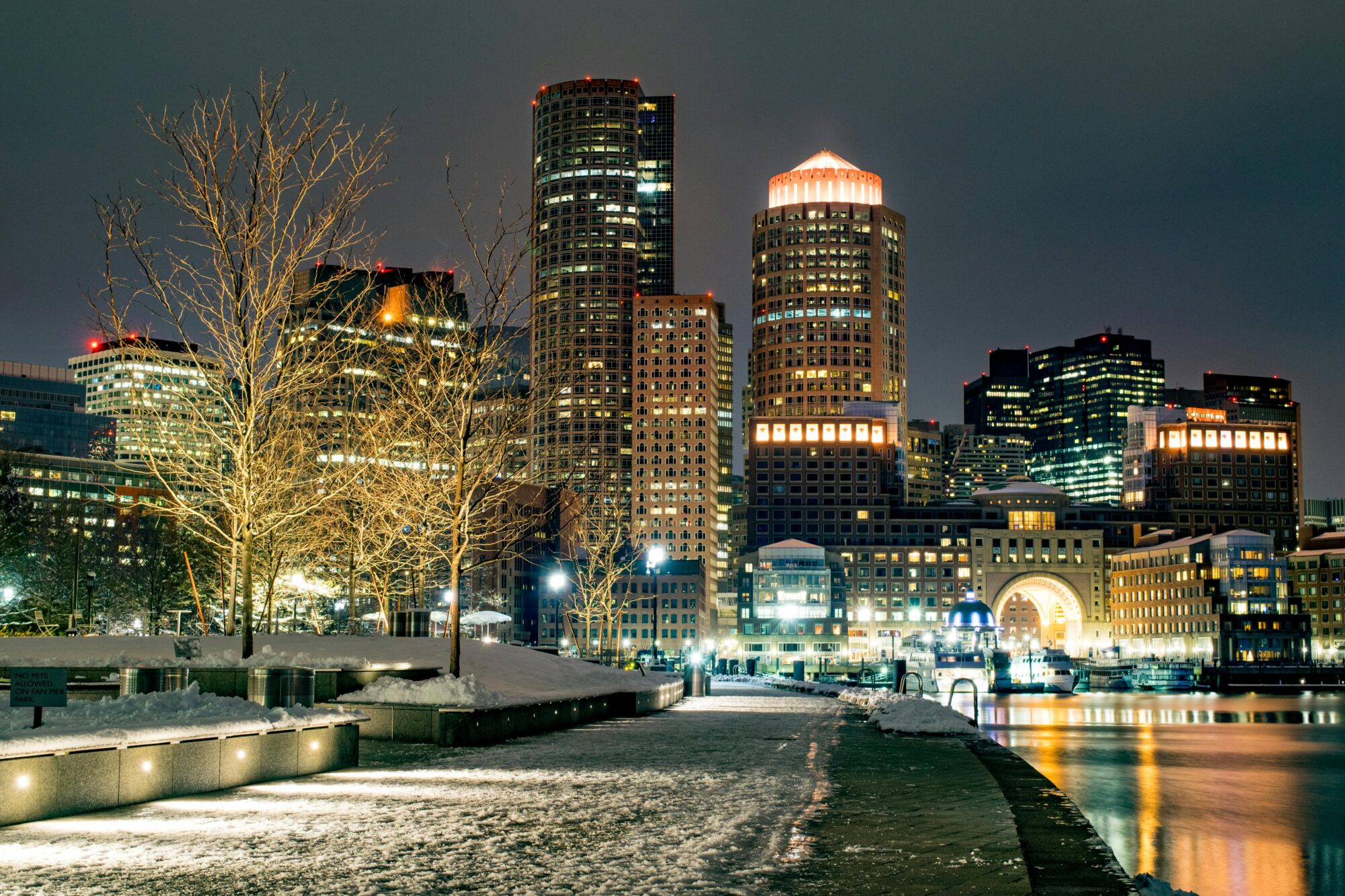 Boston City Winter Night